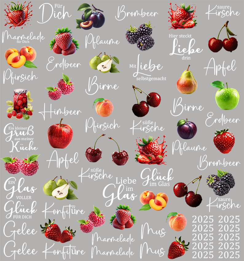 UV-DTF-Stickerbogen für Einmachgläser – 28 × 30 cm (weiße Schrift) - Sublishop.net GmbH