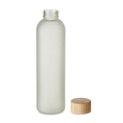Satin glass bottle with bamboo lid 650ml