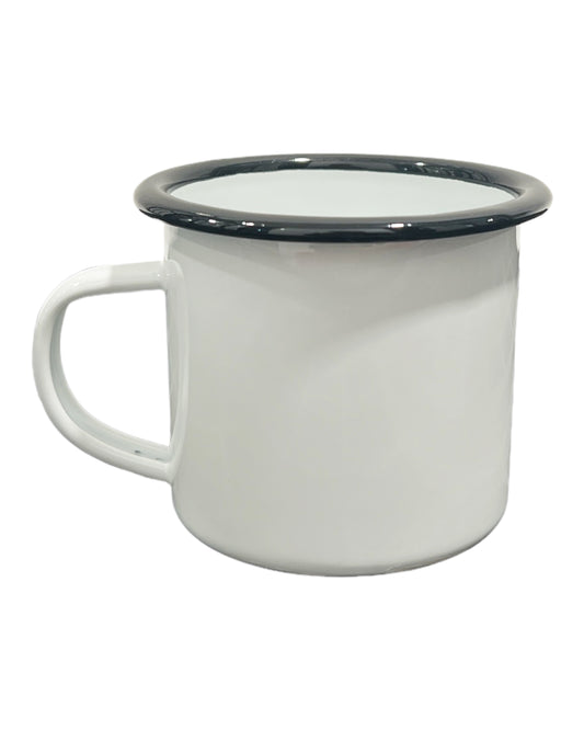 Enamel cup with black rim