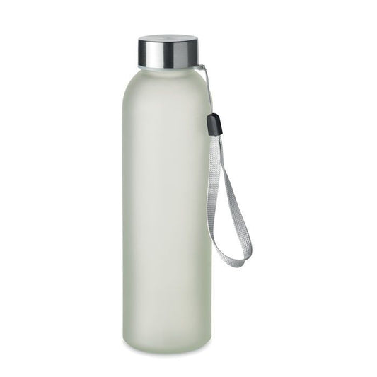 Satin-finished glass bottle with stainless steel cap 500ml