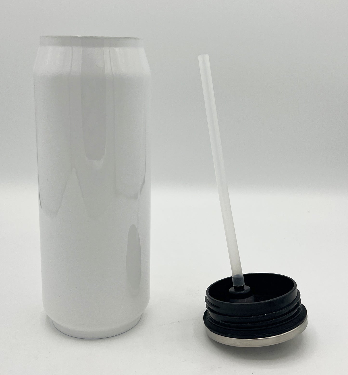 Stainless steel container with integrated drinking straw