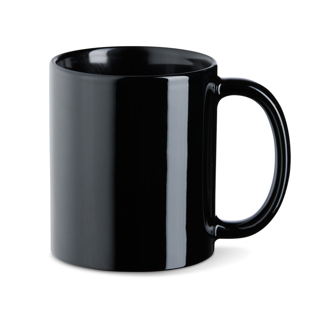 Schwarze glänzende Keramiktasse für UV-DTF, Plotten