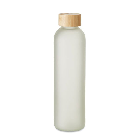 Satin glass bottle with bamboo lid 650ml
