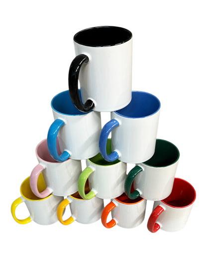 Tasse farbige Innenseite/ Griff, 10 Farben, 12er Tray (1 Stk. 1,79 €)