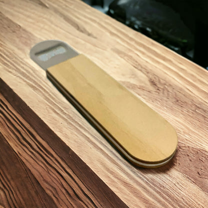 Bottle opener with wooden handle