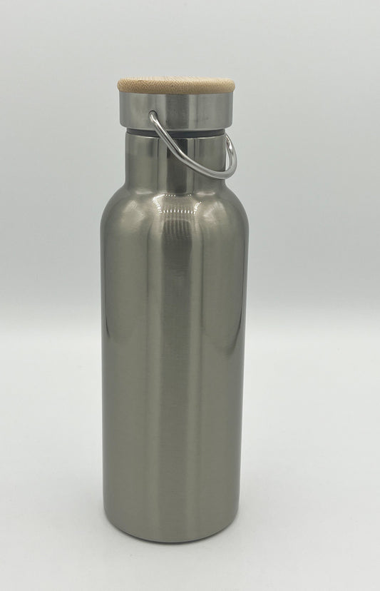Edelstahl-Trinkflasche mit Bambusdeckel in drei verschiedenen Farben - Sublishop.net GmbH