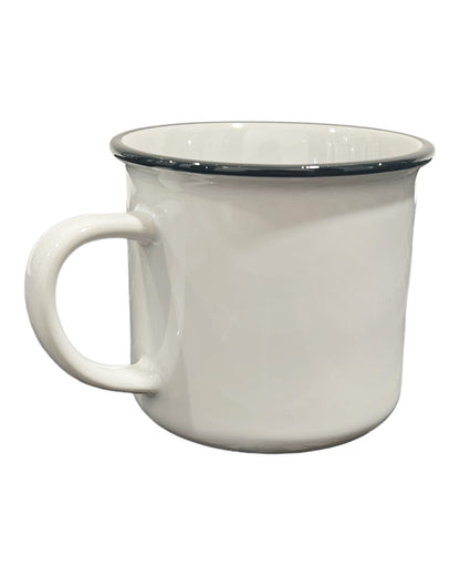 Ceramic cup in enamel style with black rim "Orca coatings"