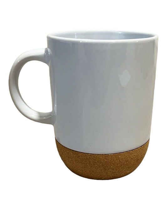 Ceramic mug with a thick cork base