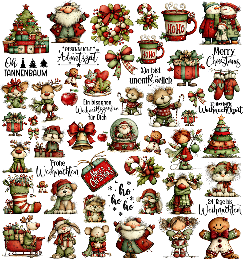 Weihnachten rot grün 2 (UV-DTF Sticker)