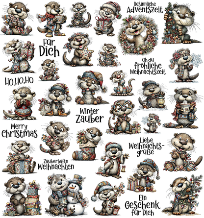 Weihnachten Patchwork Otter (UV-DTF Sticker)
