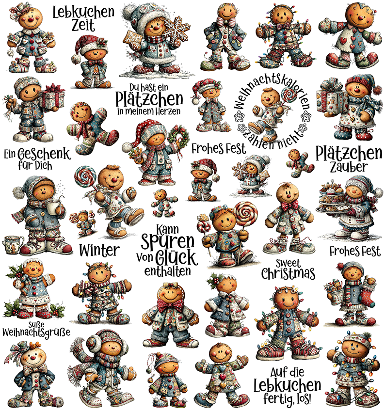 Weihnachten Patchwork Lebkuchenmann (UV-DTF Sticker)