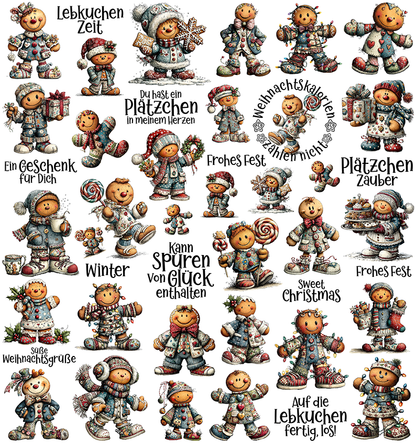 Weihnachten Patchwork Lebkuchenmann (UV-DTF Sticker)