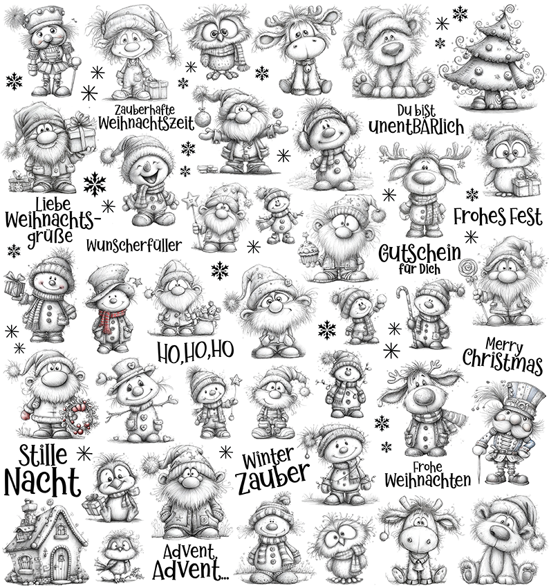 Weihnachten Bleistiftzeichnung (UV-DTF Sticker)