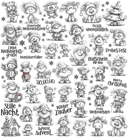 Weihnachten Bleistiftzeichnung (UV-DTF Sticker)