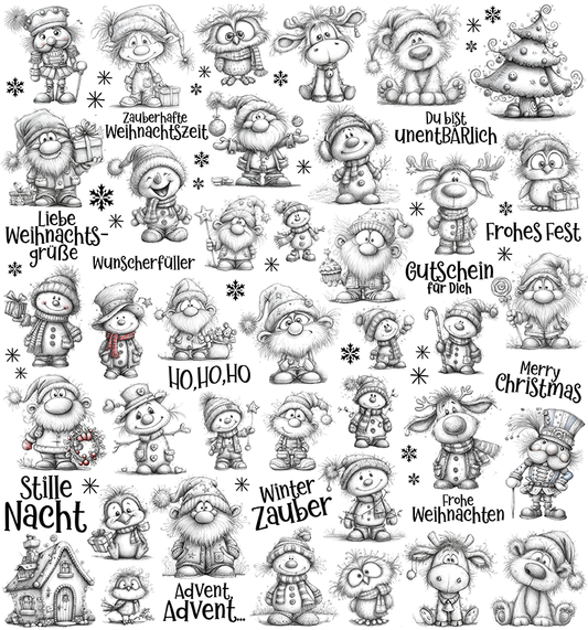 Weihnachten Bleistiftzeichnung (UV-DTF Sticker)