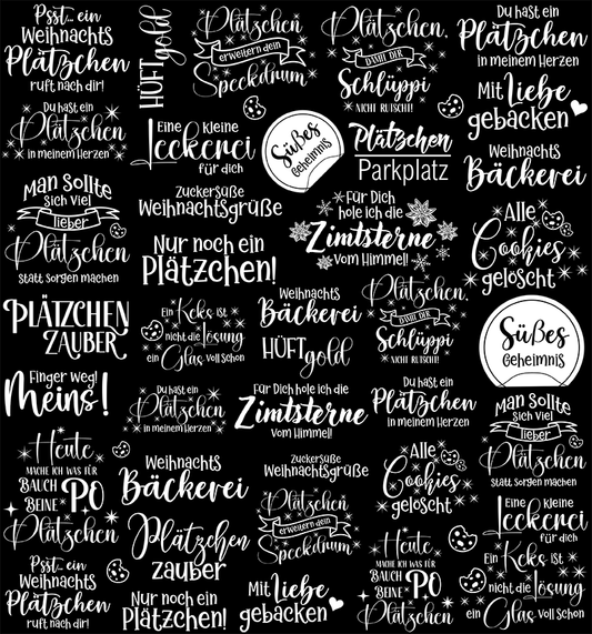 Lustige Sprüche Weihnachtsbäckerei in weiß (UV-DTF Sticker)